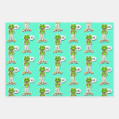 Man met glimlachende kikker op gele AI Art Inpakpapier Vel (Voorkant 3)