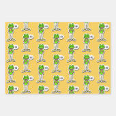 Man met glimlachende kikker op gele AI Art Inpakpapier Vel (Voorkant)