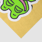 Man met glimlachende kikker op gele AI Art Tissuepapier (Detail)