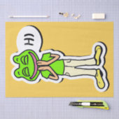 Man met glimlachende kikker op gele AI Art Tissuepapier (Craft)