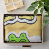 Man met glimlachende kikker op gele AI Art Tissuepapier (Geschenk)