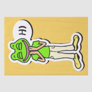 Man met glimlachende kikker op gele AI Art Tissuepapier