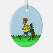 Man met golftas Kerstversiering Keramisch Ornament (Rechts)