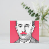  man met grappige roze snor briefkaart (Staand voorkant)
