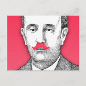 man met grappige roze snor briefkaart (Voorkant)