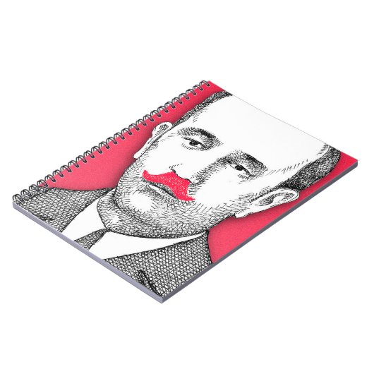 man met grappige roze snor notitieboek (Linkerzijde)