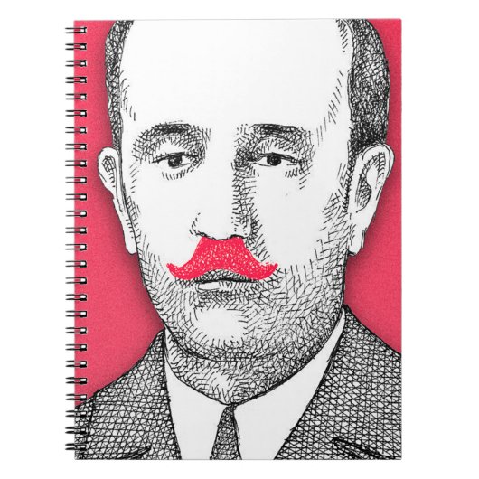 man met grappige roze snor notitieboek (Voorkant)