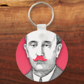 man met grappige roze snor sleutelhanger (Voorkant)