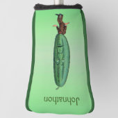 Man met grote kaartje voor hoofd Verrafte gezichts Golfheadcover (Draai 90)