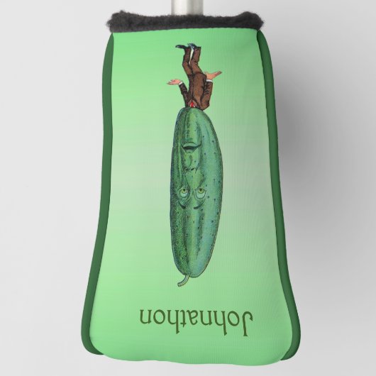 Man met grote kaartje voor hoofd Verrafte gezichts Golfheadcover (Draai 90)