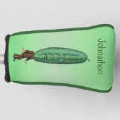 Man met grote kaartje voor hoofd Verrafte gezichts Golfheadcover (Voorkant)