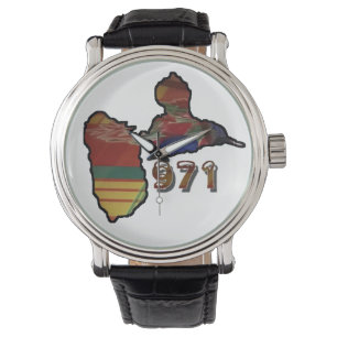 Man met Guadeloupe-kaart Horloge