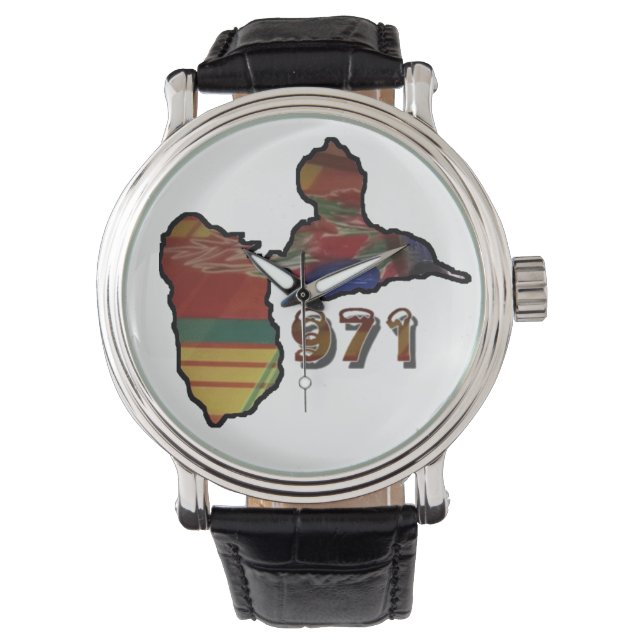 Man met Guadeloupe-kaart Horloge (Voorkant)