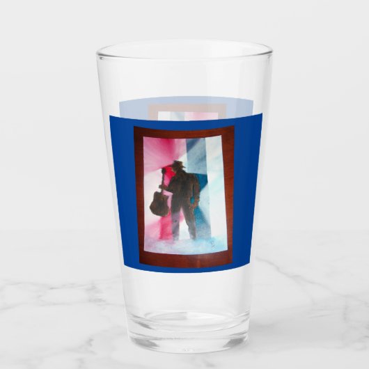 Man met Guitar Glass Cup Glas (Voorkant)