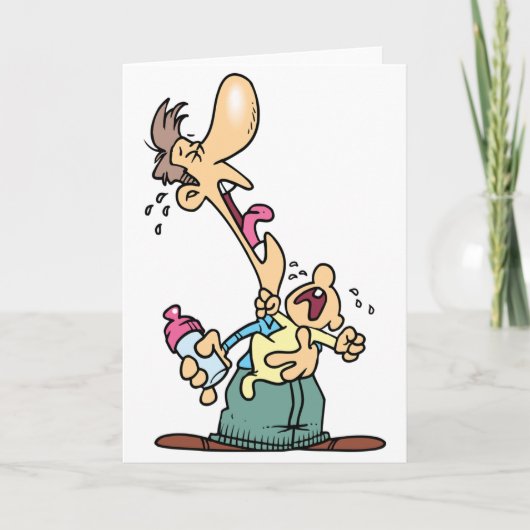 Man met huilende Baby Wenskaarten Kaart (Voorkant)