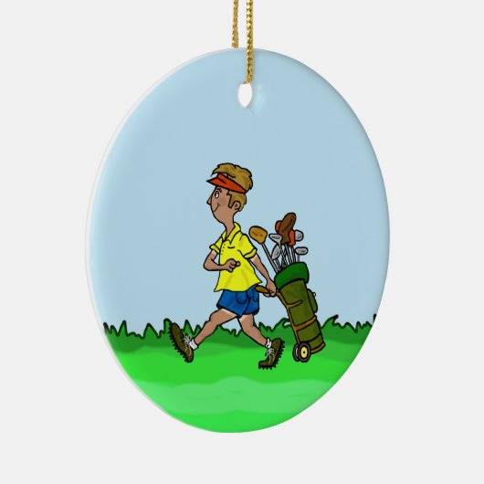 Man met kerstversiering met Golf Bag Keramisch Ornament (Rechts)