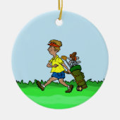 Man met kerstversiering met Golf Bag Keramisch Ornament (Voorkant)