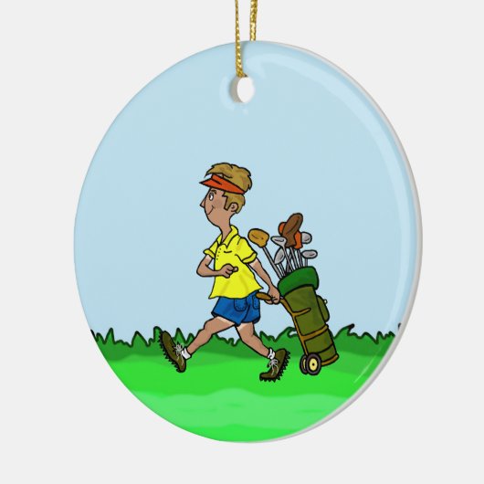 Man met kerstversiering met Golf Bag Keramisch Ornament (Links)