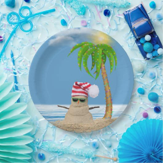 Man met kerstzand papieren bordje (Feest)