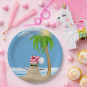 Man met kerstzand papieren bordje (Feest)