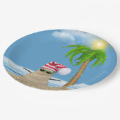 Man met kerstzand papieren bordje (Gekanteld)