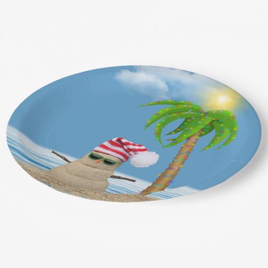 Man met kerstzand papieren bordje (Gekanteld)