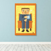 Man met koffie - moderne poster kunst canvas afdruk (Insitu (Houten vloer))