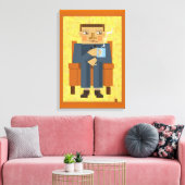 Man met koffie - moderne poster kunst canvas afdruk (Insitu (Woonkamer))