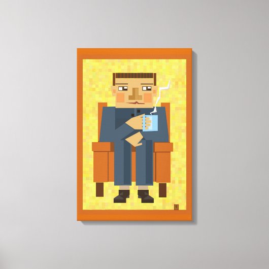 Man met koffie - moderne poster kunst canvas afdruk (Voorkant)