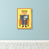 Man met koffie - moderne poster kunst canvas afdruk (Insitu (Houten vloer))