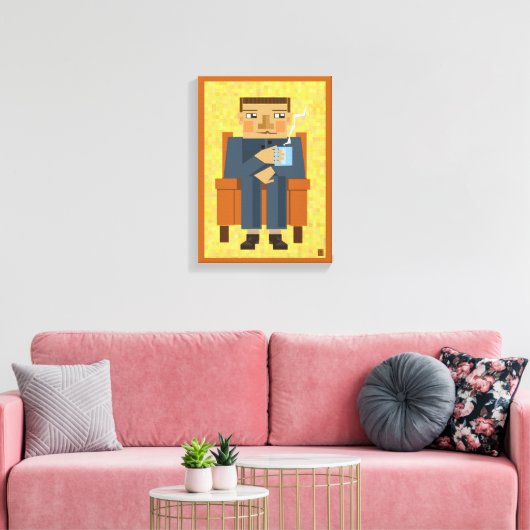 Man met koffie - moderne poster kunst canvas afdruk (Insitu (Woonkamer))