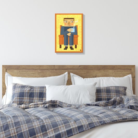 Man met koffie - moderne poster kunst canvas afdruk (Insitu (Slaapkamer))