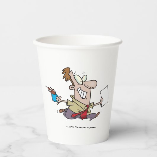 Man met koffie papieren bekers (Voorkant)