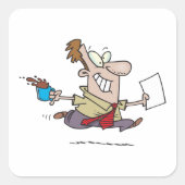 Man met koffie vierkante sticker (Voorkant)