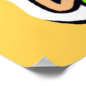 Man met lachende kikkerkop op gele AI-kunst Poster (Hoek)