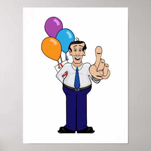 Man met luchtballonnen poster (Voorkant)