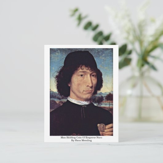 Man met Munt van keizer Nero door Hans Memling Briefkaart (Staand voorkant)