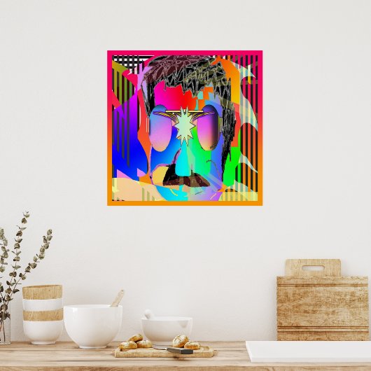 Man met Paarse objectieven Poster (Keuken)