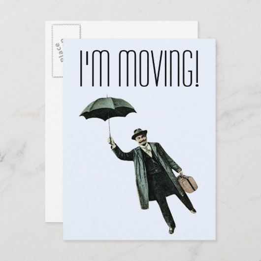  Man met paraplu Aankondigingskaart (Voorkant / Achterkant)