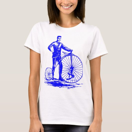 Man met Penny Farthing - blauw T-shirt (Voorkant)