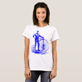 Man met Penny Farthing - blauw T-shirt (Voorkant volledig)