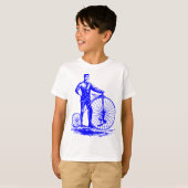 Man met Penny Farthing - blauw T-shirt (Voorkant volledig)
