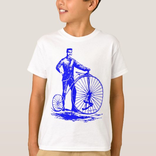 Man met Penny Farthing - blauw T-shirt (Voorkant)