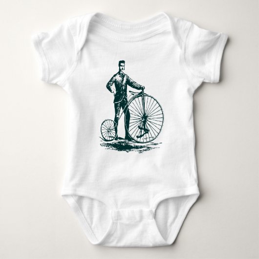 Man met Penny Farthing - Donkergroen Romper (Voorkant)