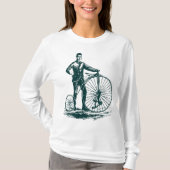 Man met Penny Farthing - Donkergroen T-shirt (Voorkant)