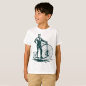 Man met Penny Farthing - Donkergroen T-shirt (Voorkant volledig)