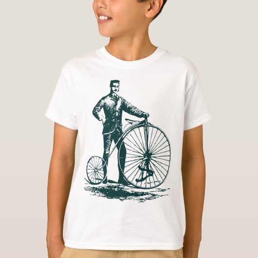 Man met Penny Farthing - Donkergroen T-shirt (Voorkant)