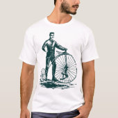 Man met Penny Farthing - Donkergroen T-shirt (Voorkant)