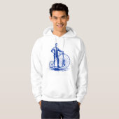 Man met Penny Farthing - marine Hoodie (Voorkant volledig)