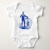 Man met Penny Farthing - marine Romper (Voorkant)